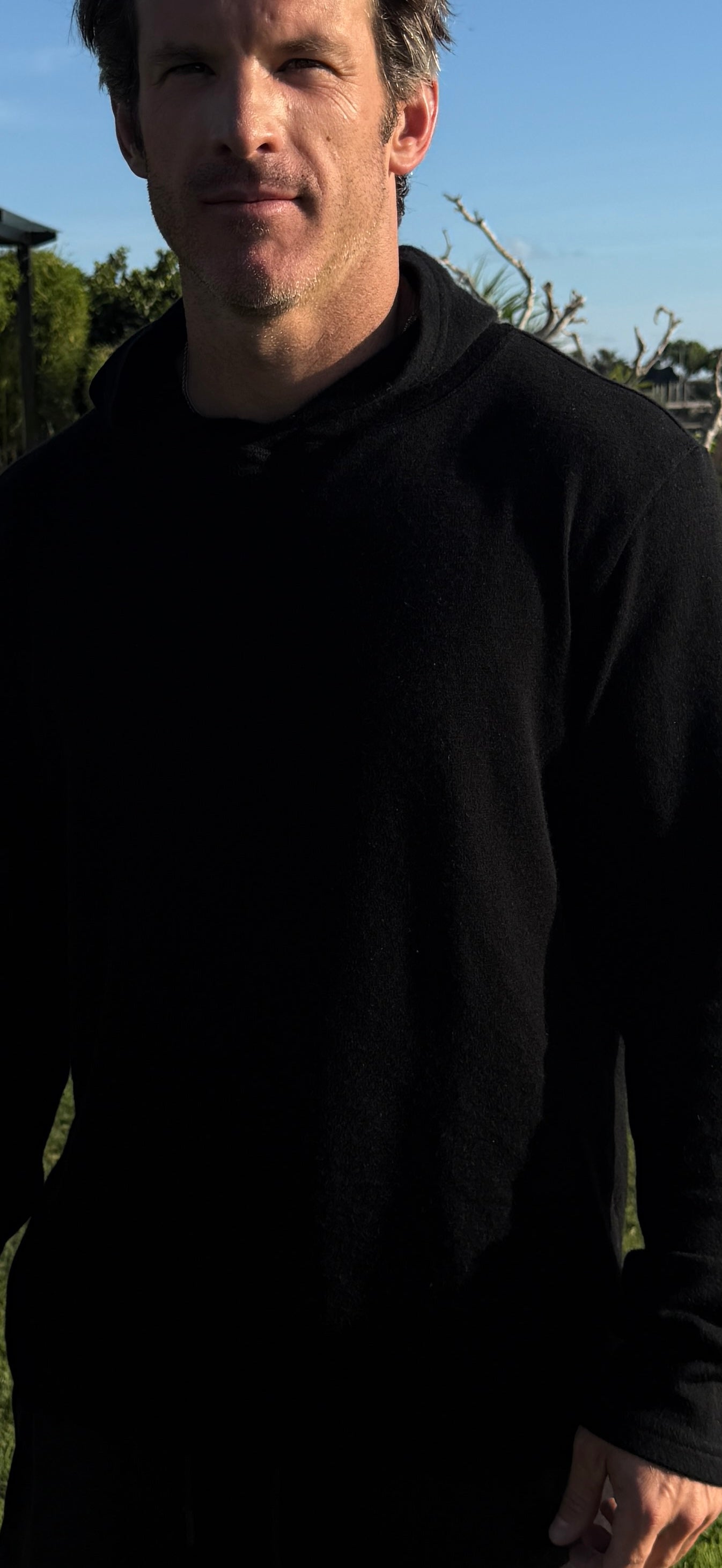 100% Merino Wool Black Hoodie