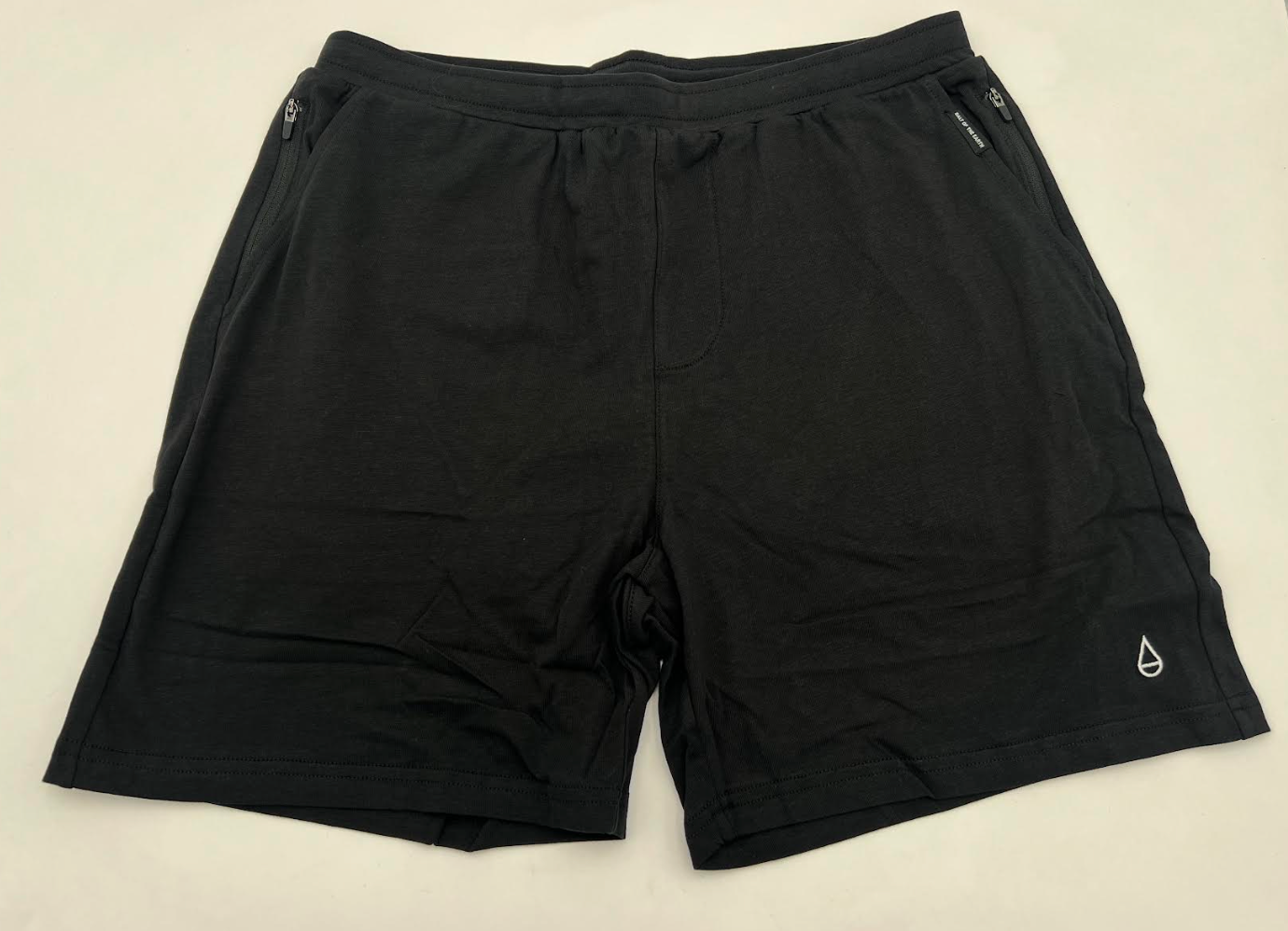 100% Merino Wool Lined Organic Cotton Shell Black Shorts