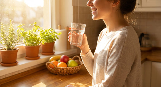 Person hydrating with morning sunlight, electrolytes while fasting