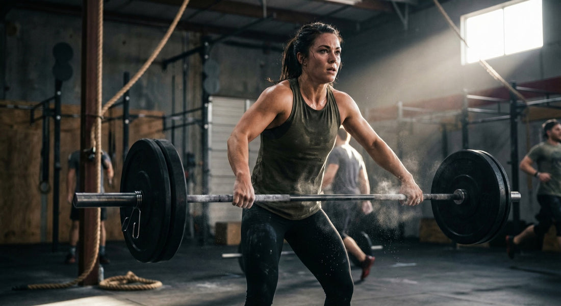 CrossFit athlete performing barbell clean