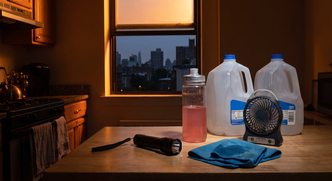 Heat wave blackout hydration kit with water and electrolyte bottle