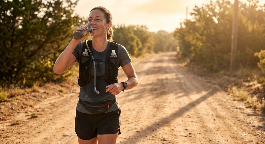 Runner using a hydration vest on a hot long run