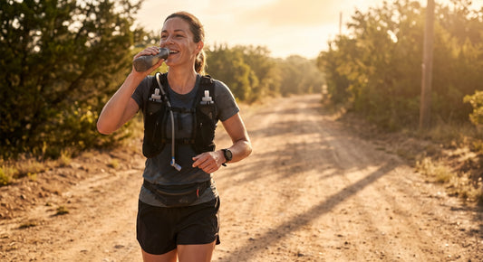 Runner using a hydration vest on a hot long run