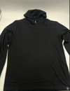 Black long-sleeve shirt with a hood made with merino wool
