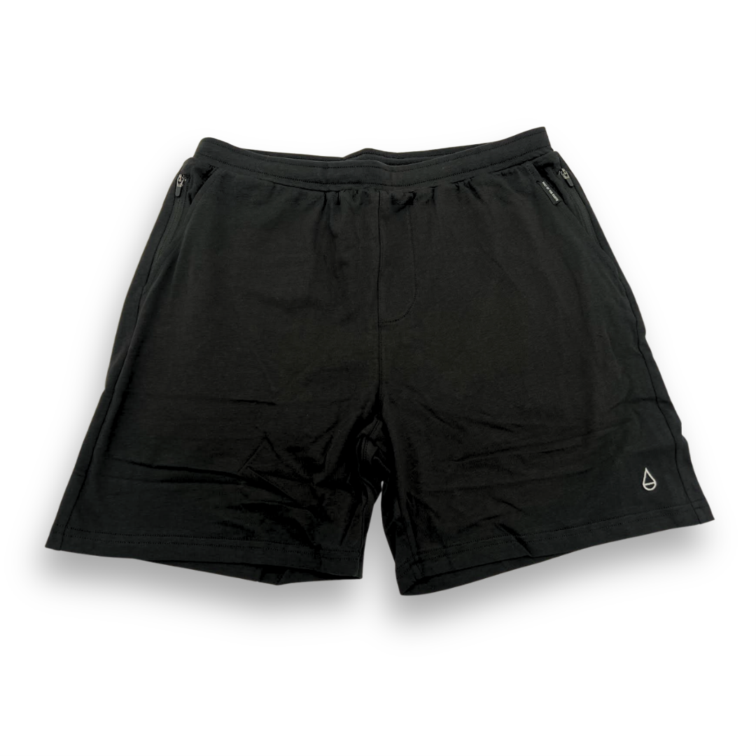 100% Merino Wool Lined Organic Cotton Shell Black Shorts