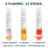 3 flavors, 12 sticks: 4 Pink Lemonade, 4 Orange, 4 Grapefruit